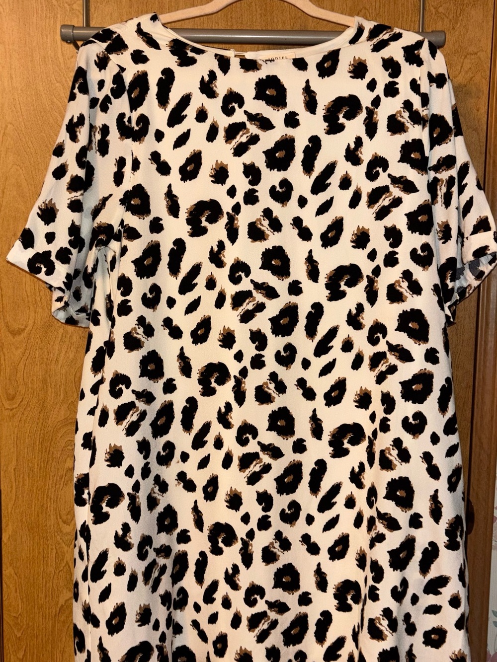 JODIFL Women's Maxi Dress - White with Black & Brown Leopard Print